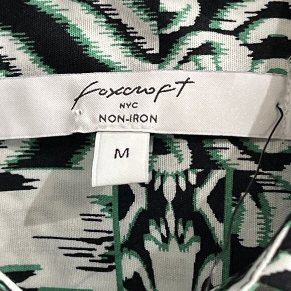 Foxcroft Shirt Womens M Black Mixed Print Non Iron Button Down Career Office - Picture 5 of 8